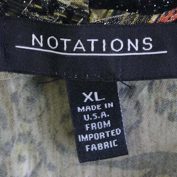 Notations Green Animal Print 3/4-Sleeve Faux Layered Top Women's XL