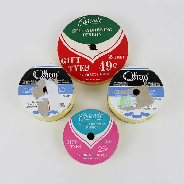 Lot of 4 Spools of Yellow Ribbon Assorted Sizes New