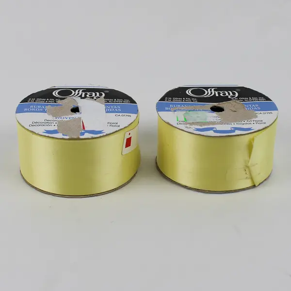 Lot of 4 Spools of Yellow Ribbon Assorted Sizes New