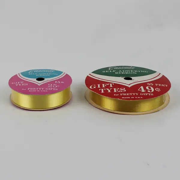 Lot of 4 Spools of Yellow Ribbon Assorted Sizes New