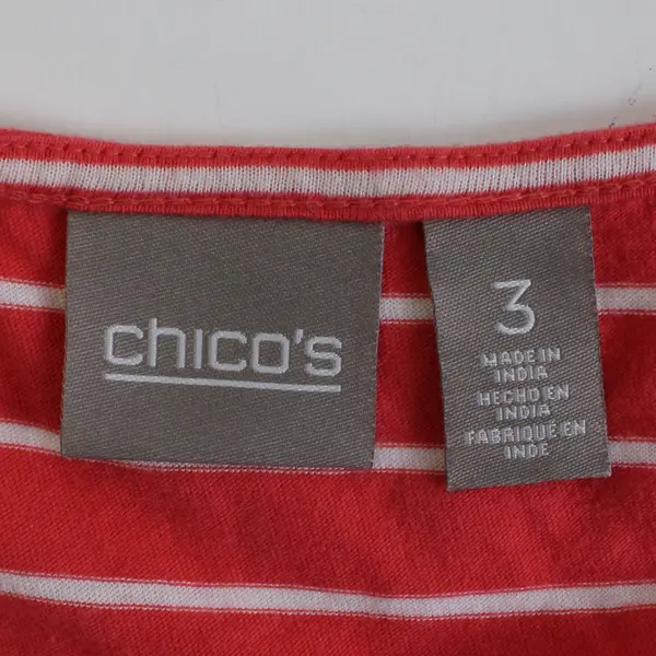 Chico's Coral Pink and White Striped T-Shirt Women's Size 3