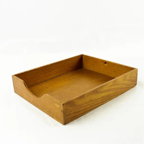 Wooden Desk Organizer Storage Box 12.5x10.25x2.75in Sturdy