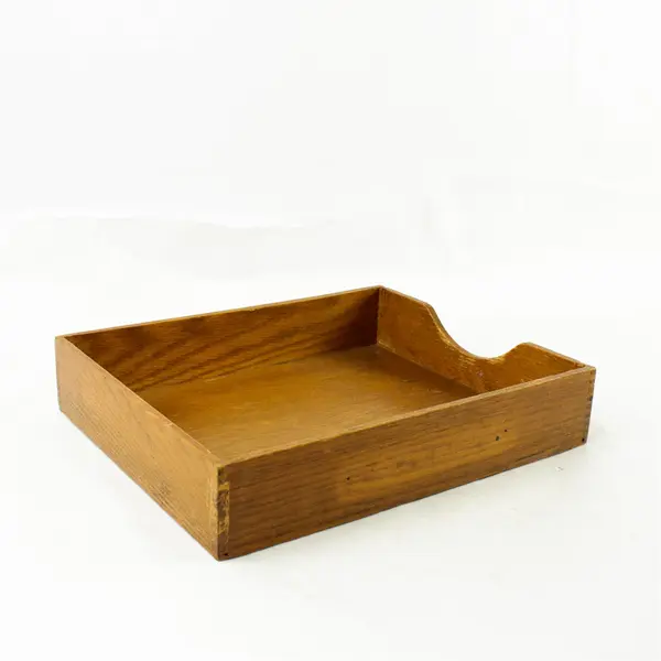 Wooden Desk Organizer Storage Box 12.5x10.25x2.75in Sturdy