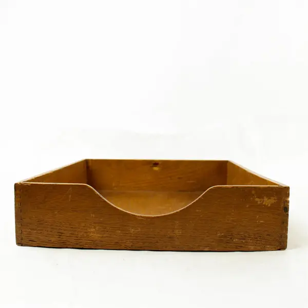 Wooden Desk Organizer Storage Box 12.5x10.25x2.75in Sturdy