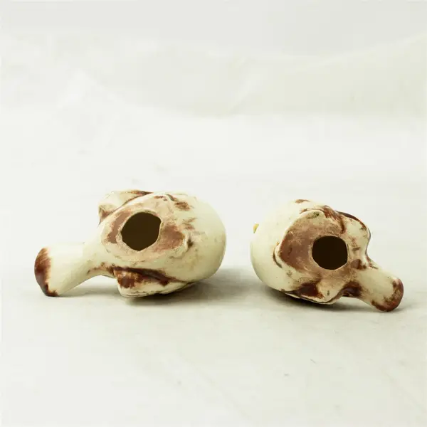 Set of 2 Ceramic Bird Figurines White & Brown Decorative Shelf Decor