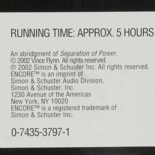 Separation Of Power By Vince Flynn Read By Armand Schultz ( CDs, 5 Disc)