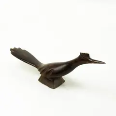 Handcrafted Mexican Folk Art Road Runner Wooden Figure Broken Head Piece