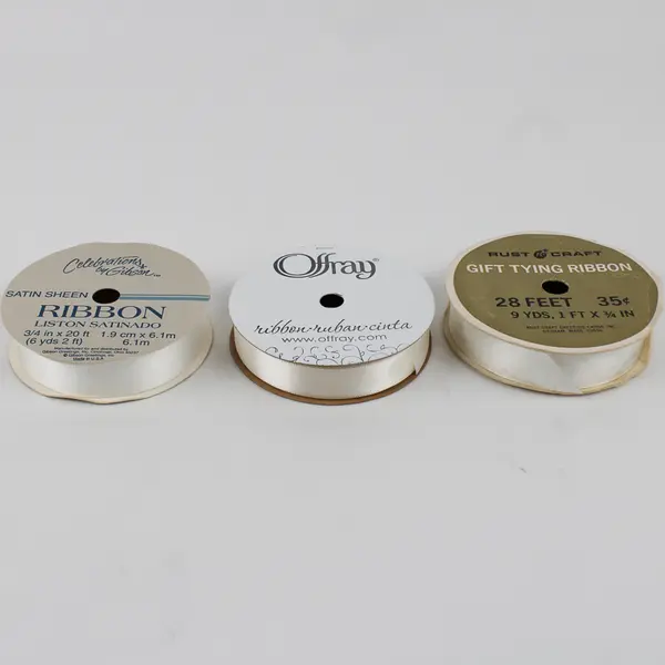 Lot of 5 Spools of Vintage Ribbon Shades of White New