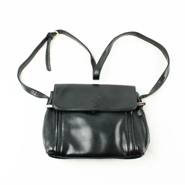 Evan-Picone Black Leather Handbag Purse