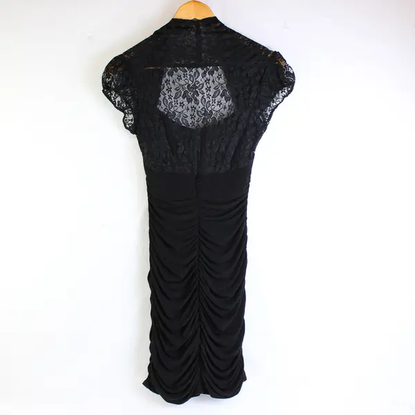 Ruby Rox Solid Black Lace Back Mini Dress Women's Medium