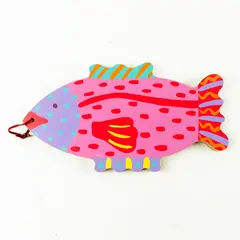 Handpainted Wooden Fish Figurine Folk Art Coastal Decor Collectible