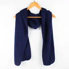 Solid Navy Blue Hooded Shawl Scarf 11" x 64"