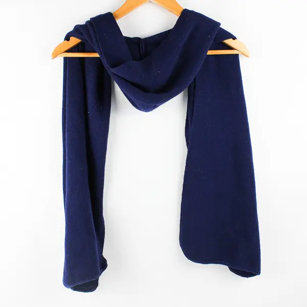 Solid Navy Blue Hooded Shawl Scarf 11" x 64"