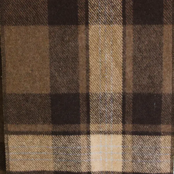 Brown Plaid Fringed Scarf 7.5" x 58" Autumn Winter Accessory