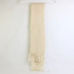 Notice Cream Off-White Fringed Acrylic Knit Scarf 6" x 54"