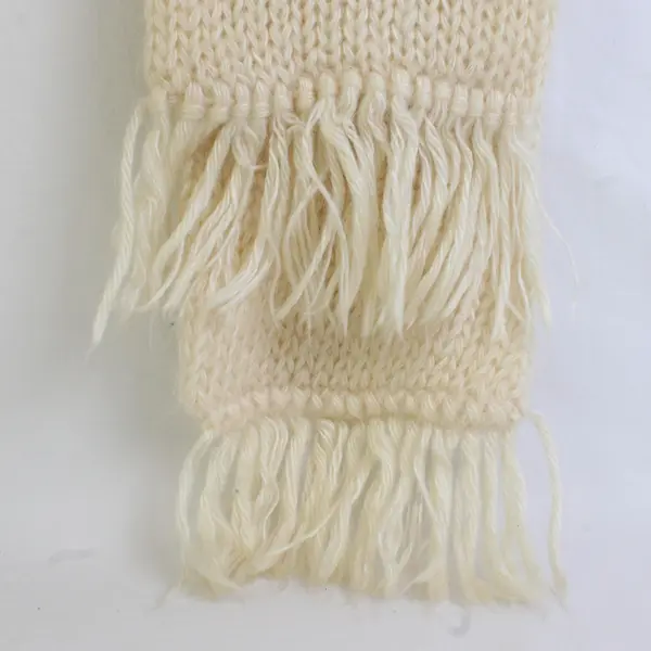 Notice Cream Off-White Fringed Acrylic Knit Scarf 6" x 54"