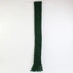Skinny Forest Green and Gold Metallic Fringed Knit Scarf 5" x 90"