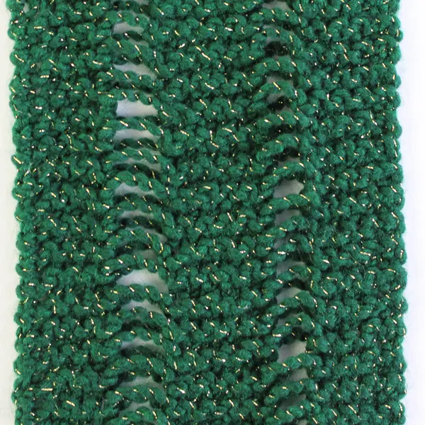Skinny Forest Green and Gold Metallic Fringed Knit Scarf 5" x 90"
