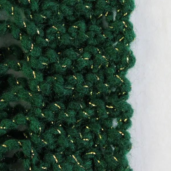 Skinny Forest Green and Gold Metallic Fringed Knit Scarf 5" x 90"