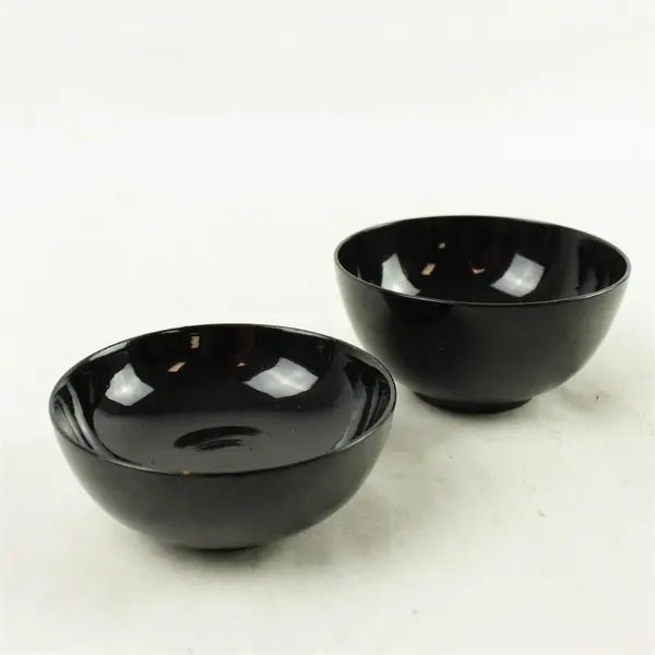 Lot of 2 Japanese Black Lacquerware Serving Bowls - Vintage