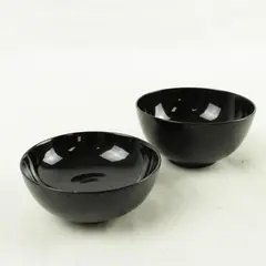 Lot of 2 Japanese Black Lacquerware Serving Bowls - Vintage