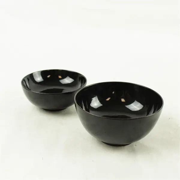 Lot of 2 Japanese Black Lacquerware Serving Bowls - Vintage