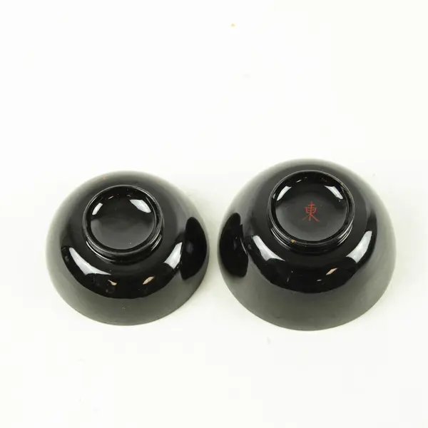 Lot of 2 Japanese Black Lacquerware Serving Bowls - Vintage