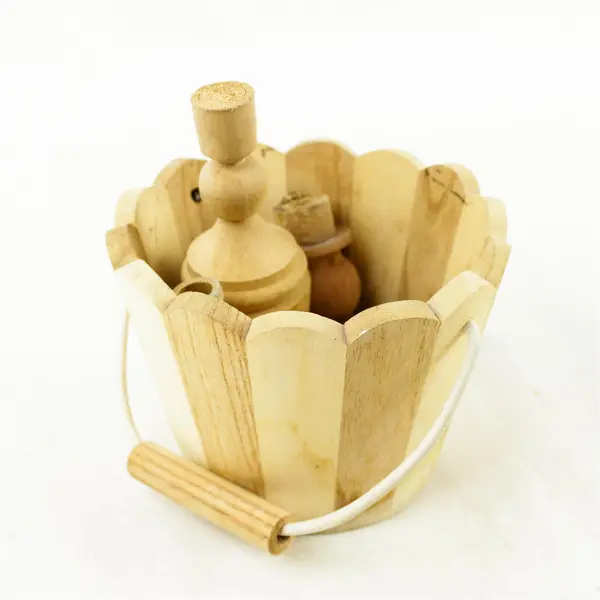 Wooden Bucket & Craft Accessories 5.5in Small DIY Floral Display