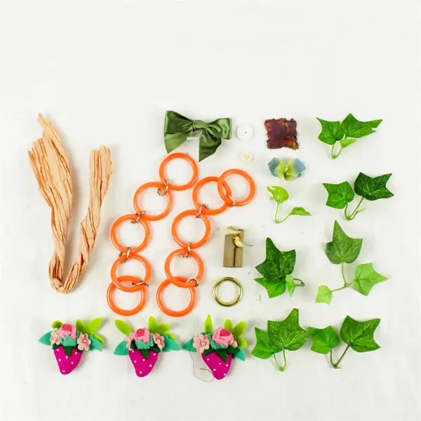 Mixed Lot Crafting Supplies Plastic & Gold Rings Floral Embellishments