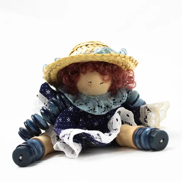 Lot of 3 Handmade 6in Cloth and Button Dolls for Collectors Craft Display