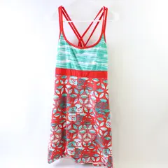 Soybu Teal and Coral Red Asian-Inspired Mini Dress Women's Size Large