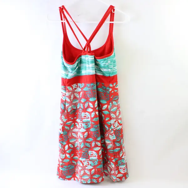 Soybu Teal and Coral Red Asian-Inspired Mini Dress Women's Size Large