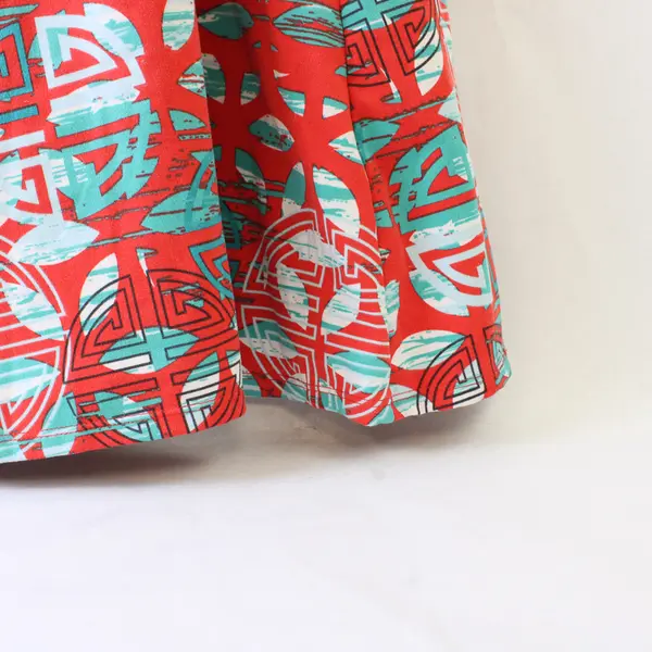Soybu Teal and Coral Red Asian-Inspired Mini Dress Women's Size Large