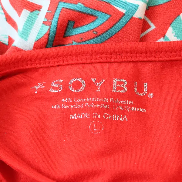 Soybu Teal and Coral Red Asian-Inspired Mini Dress Women's Size Large