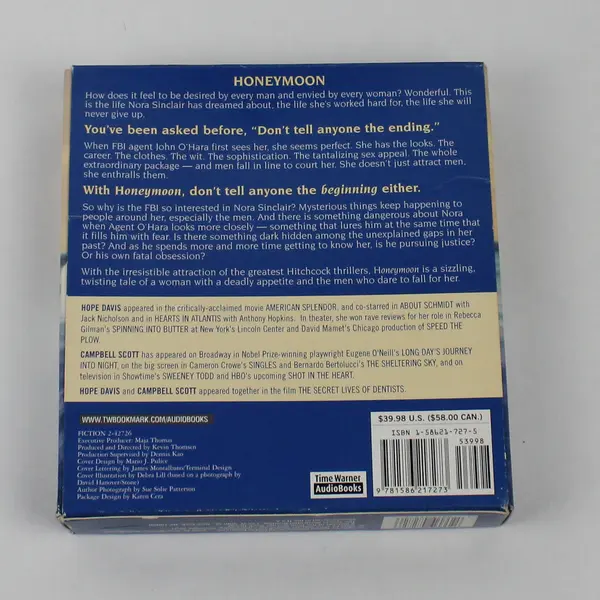 Honeymoon By James Patterson Read By Hope Davis & Campbell Scott (CDs, 7 Disc)