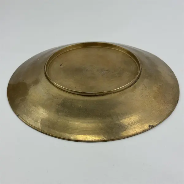 Vtg 9" Solid Brass Plate Engraved Sailboats On A Lake With Mountains Scene 9in