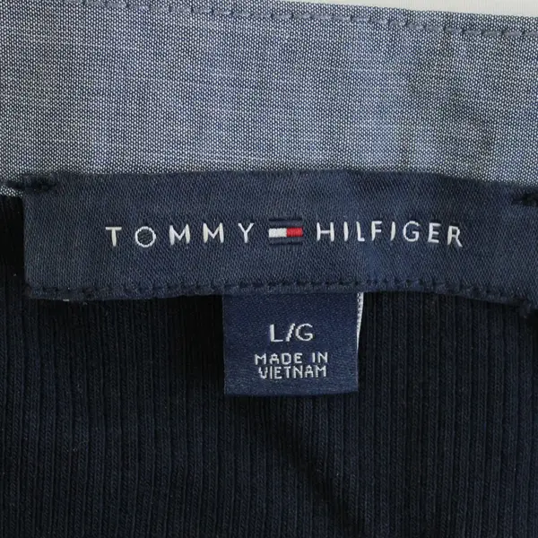 Tommy Hilfiger Navy Blue Roll-Tab Sleeve Top Women's Large