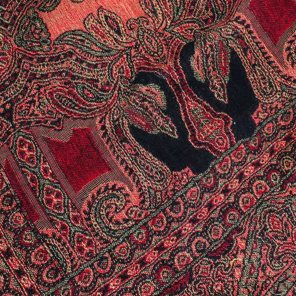 Orange Boho Paisley Pattern Fringed Scarf Shawl 27" x 74"