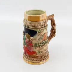 Vtg Ceramic German  Stein Translated Reads A Joyful Heart Heals All Pain 7"