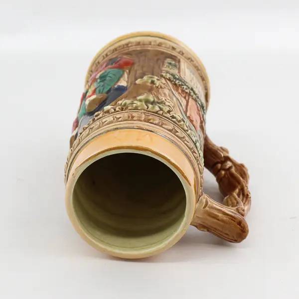 Vtg Ceramic German  Stein Translated Reads A Joyful Heart Heals All Pain 7"