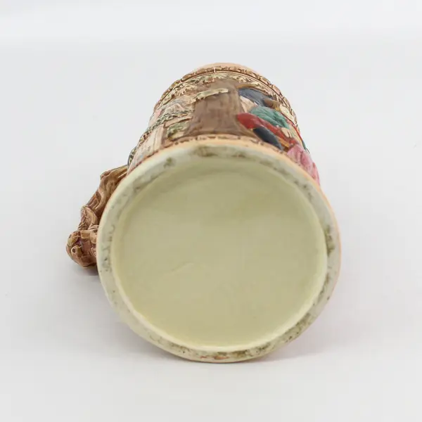 Vtg Ceramic German  Stein Translated Reads A Joyful Heart Heals All Pain 7"