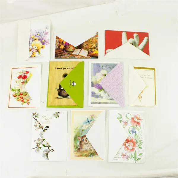 Lot of 10 Get Well Cards & Envelopes Assorted New Unused