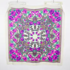 VTG Vivid Multicolor Floral Paisley Pattern Acrylic Scarf 48" x 48" RN 60108