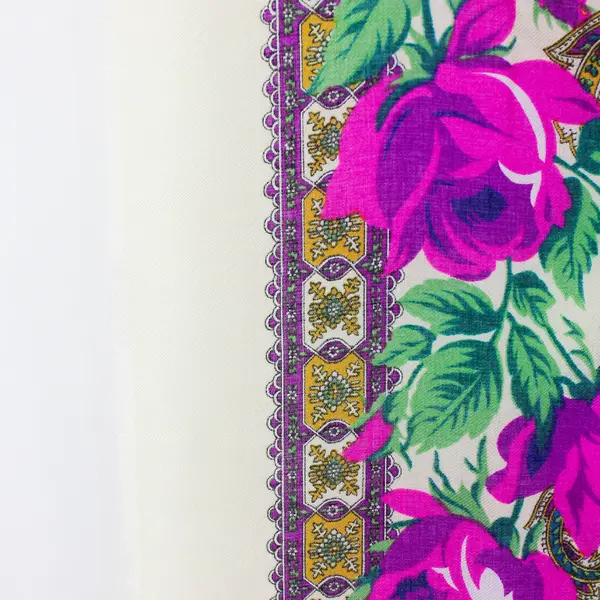 VTG Vivid Multicolor Floral Paisley Pattern Acrylic Scarf 48" x 48" RN 60108