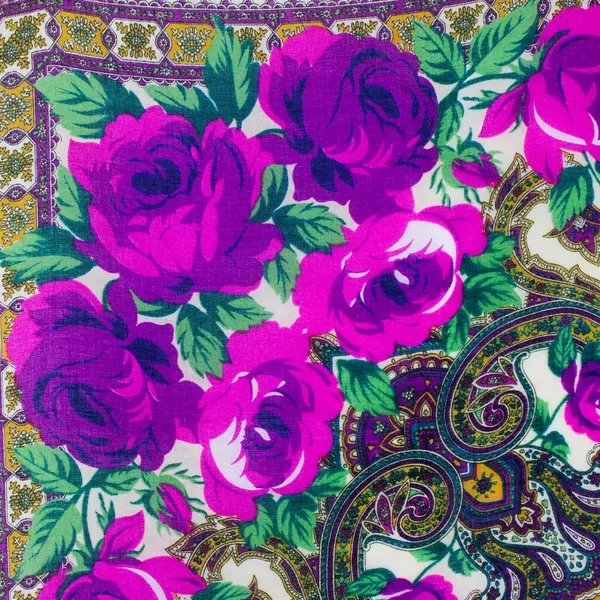 VTG Vivid Multicolor Floral Paisley Pattern Acrylic Scarf 48" x 48" RN 60108