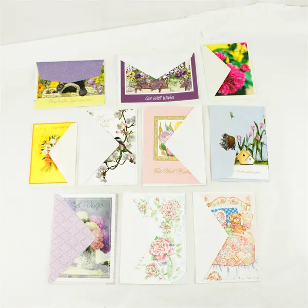 Lot of 10 Get Well Cards & Envelopes Assorted New Unused
