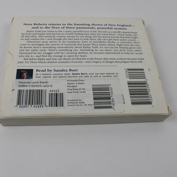 Heaven And Earth By Nora Roberts Read By Sandra Burr Audiobook, CDs, 4 Discs