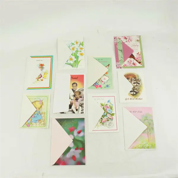 Lot of 10 Get Well Cards & Envelopes Assorted New Unused