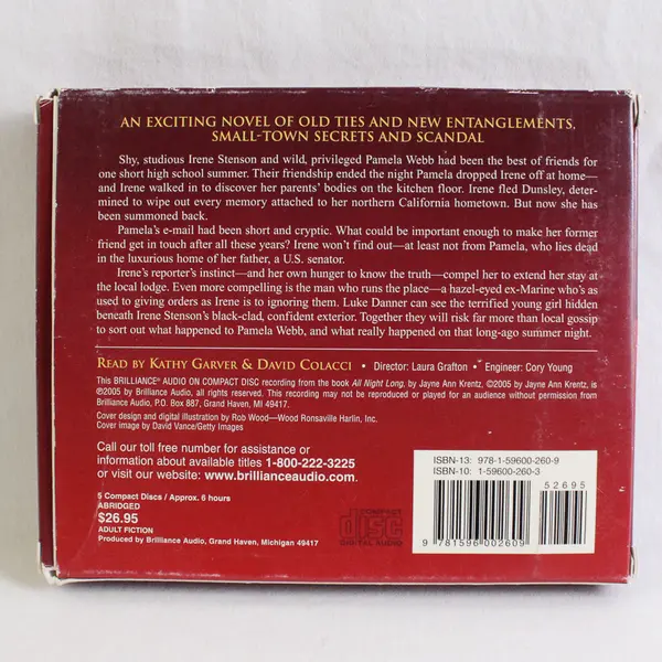 All Night Long By Jayne Ann Krentz Read By Kathy Garver Audiobook CDs, 5 Disc