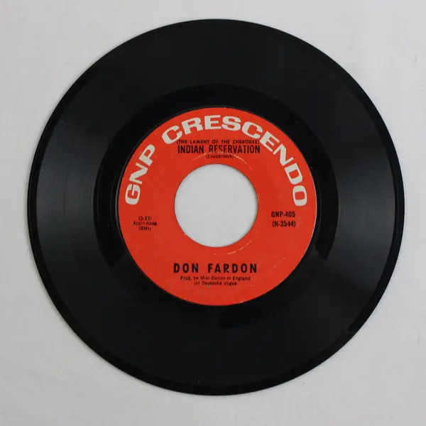 Don Fardon 7" 45 RPM Record Indian Reservation & Dreaming Room